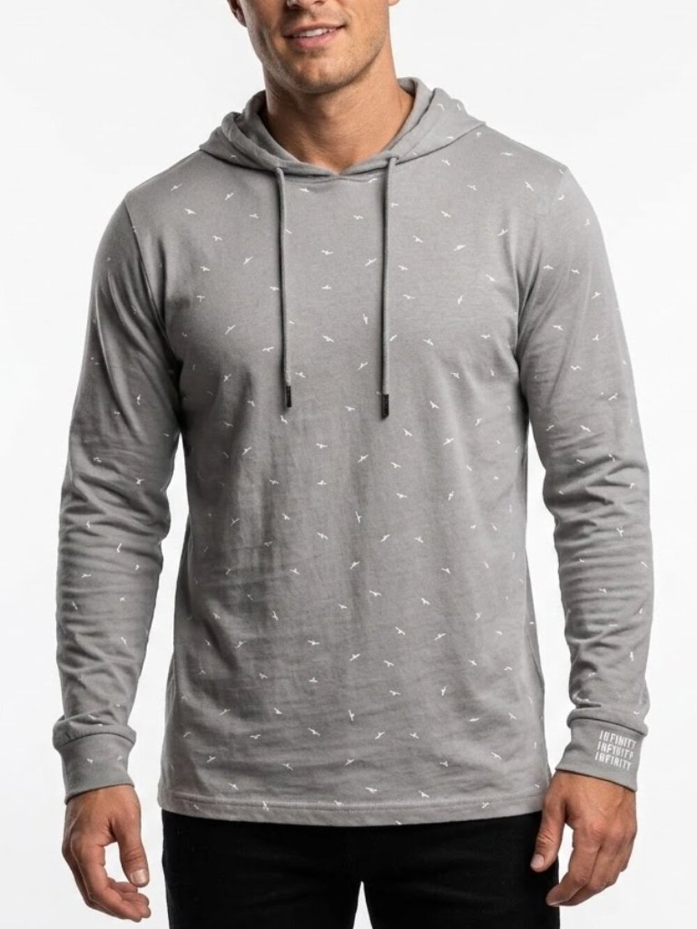 Denim & Flower Gray Seagull Print Soft Hoodie Shirt M Coastal Casual Bird AOP